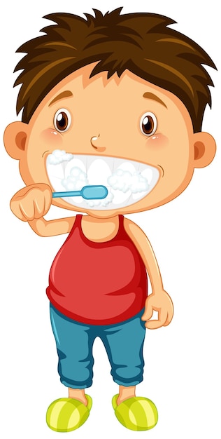 Free Vector boy cartoon brushing teeth