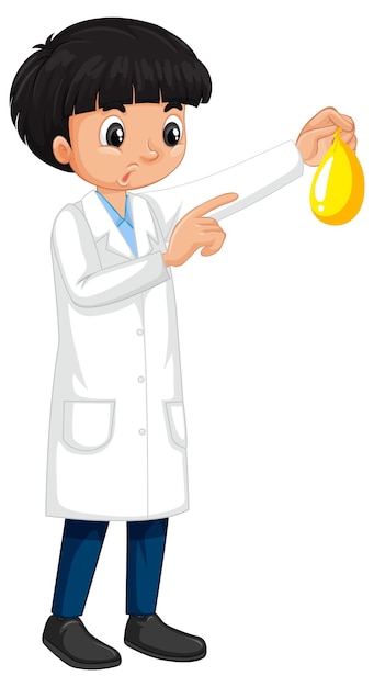 Free Vector a boy cartoon character wearing laboratory coat