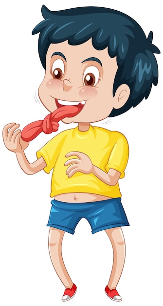 Free Vector boy cartoon character with tongue twister