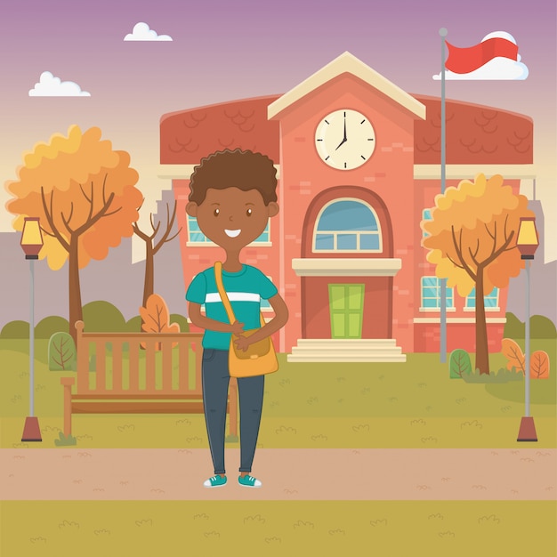 Free Vector boy cartoon of school design