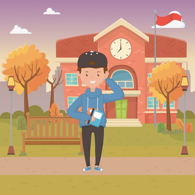 Boy cartoon of school design