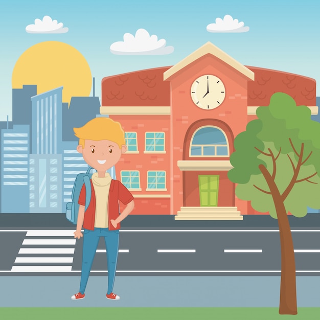 Free Vector boy cartoon of school design