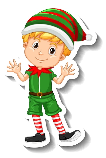 A boy in Christmas elf costumes