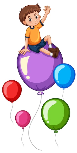 Free Vector boy and colorful balloons