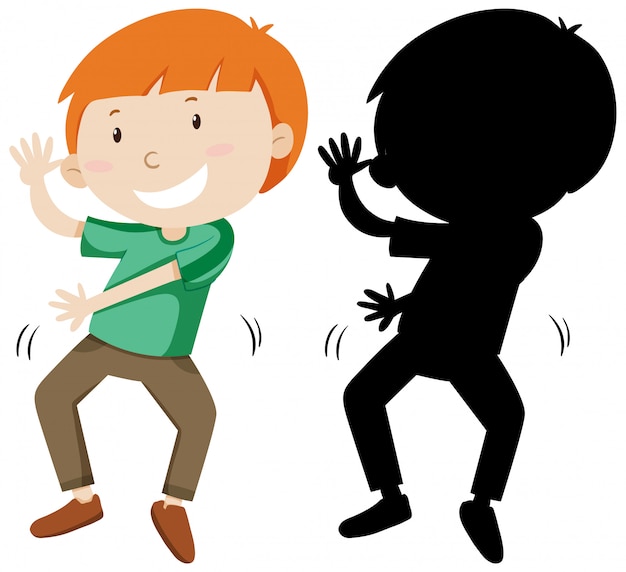 Free vector boy dancing with its silhouette