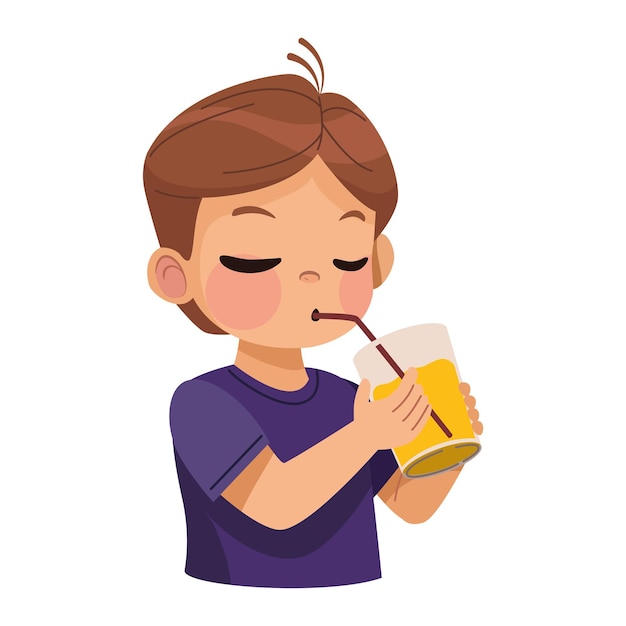 Free Vector boy eating juice isolated illustration