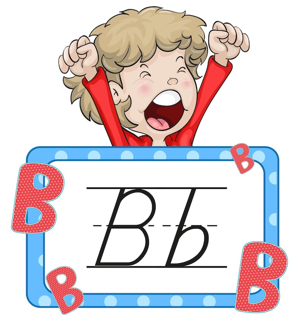 Free vector boy and flashcard for letter b