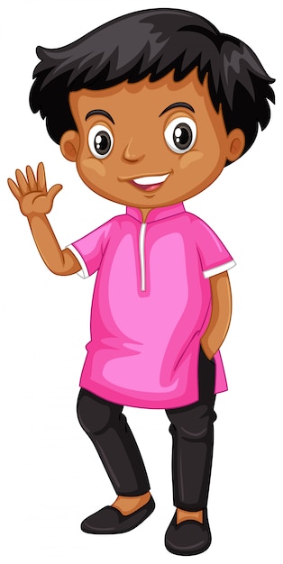 Boy from India in pink shirt