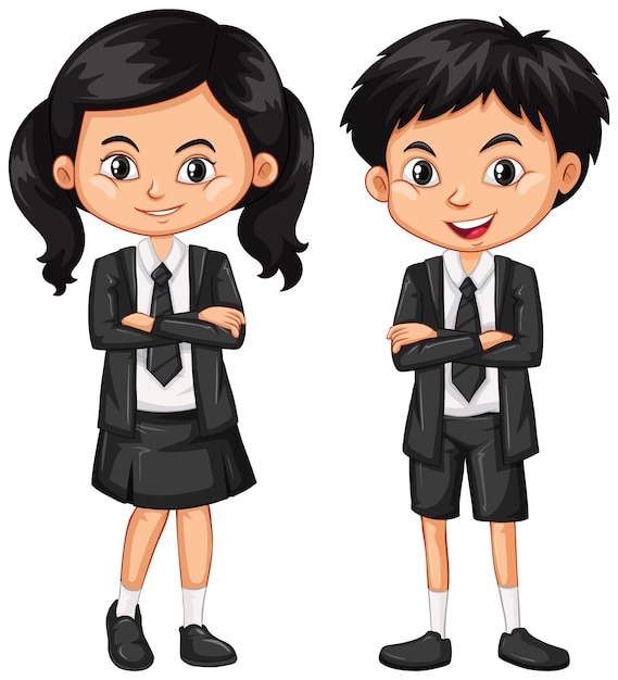 Free Vector boy and girl in black suit