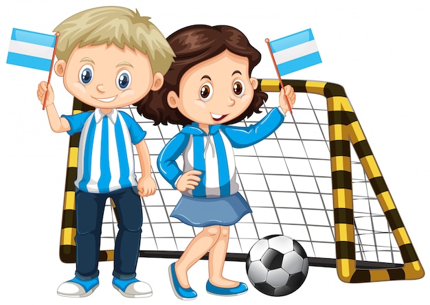 Free Vector boy and girl holding flag of nicaragua