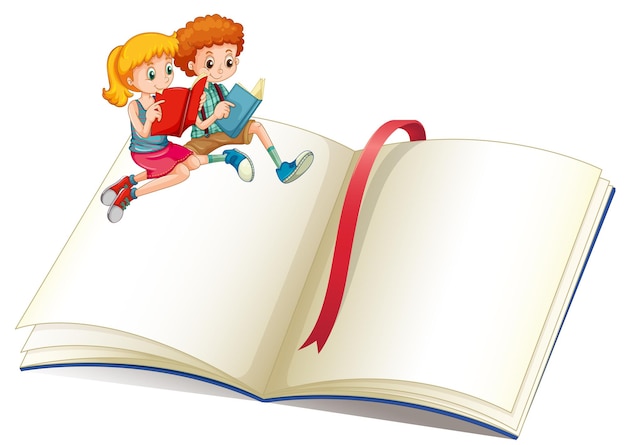 Free vector boy and girl reading book