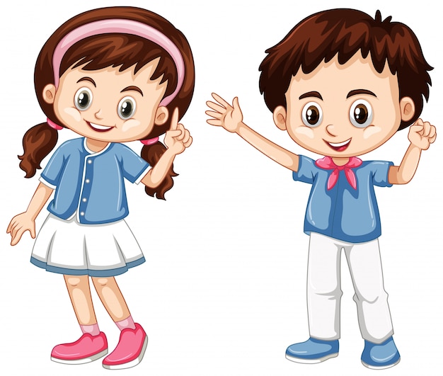 Boy and girl with happy face