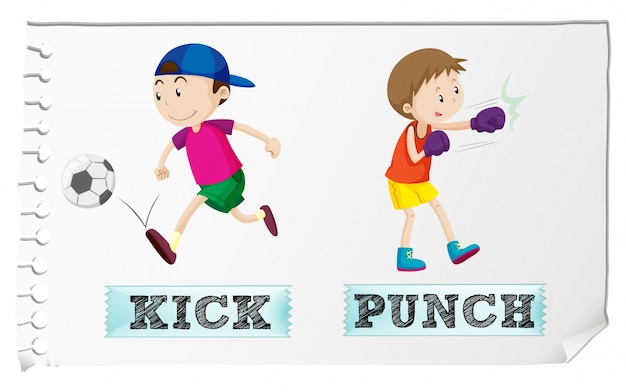 Free Vector boy kicking and punching