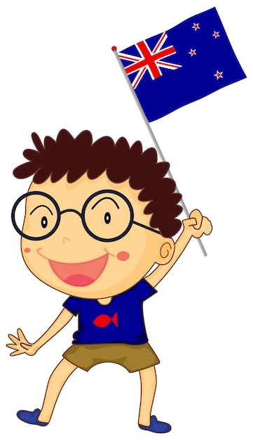 Free Vector boy and new zealand flag