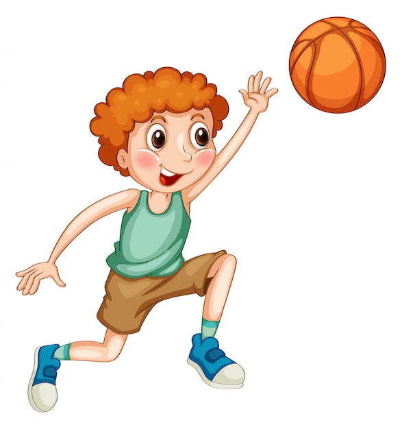 Free Vector boy playing basketball alone