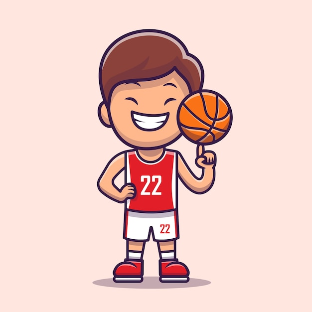 Free vector boy playing basketball cartoon . people sport icon concept isolated . flat cartoon style