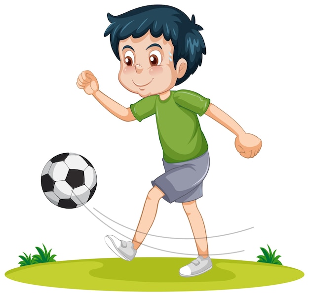 Free Vector a boy playing football