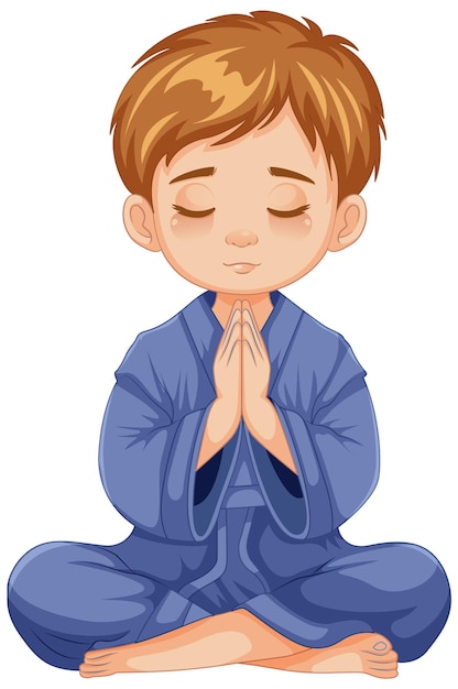 Free Vector boy praying and meditating