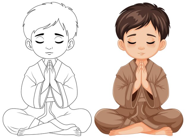 Boy Praying and Meditating