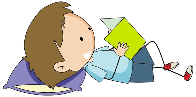 A boy reading book cartoon character