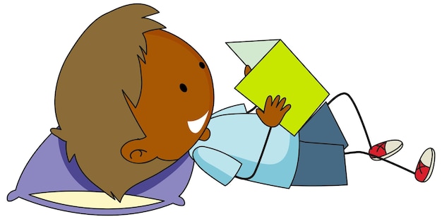 A boy reading book cartoon character