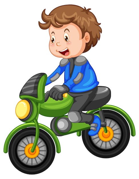 Free Vector a boy riding motocross bike cartoon character