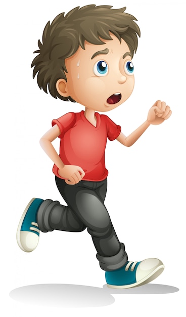 Boy running white background