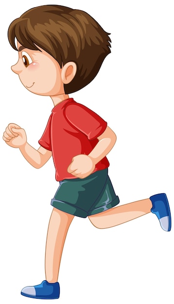 A boy running on white background