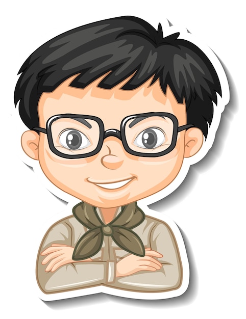 Boy in safari costume cartoon character sticker