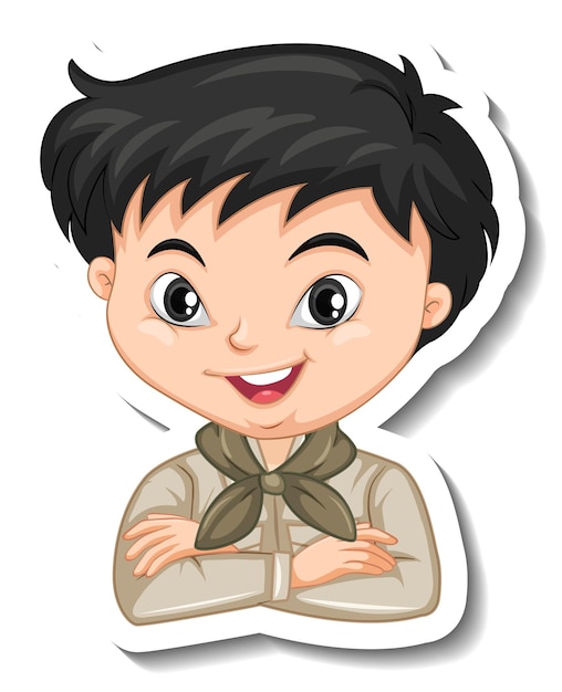 Boy in safari costume cartoon character sticker