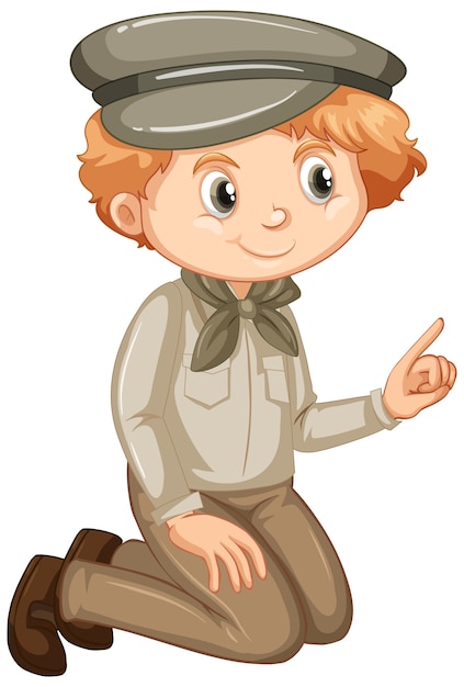 Boy in safari costume on white