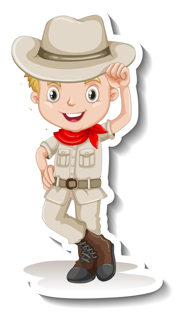 Free Vector boy in safari outfit cartoon character sticker