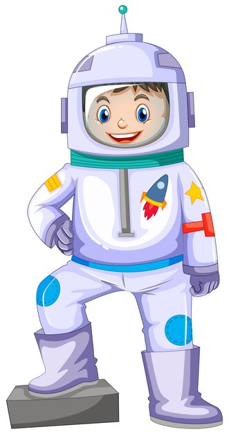 Boy in spacesuit smiling