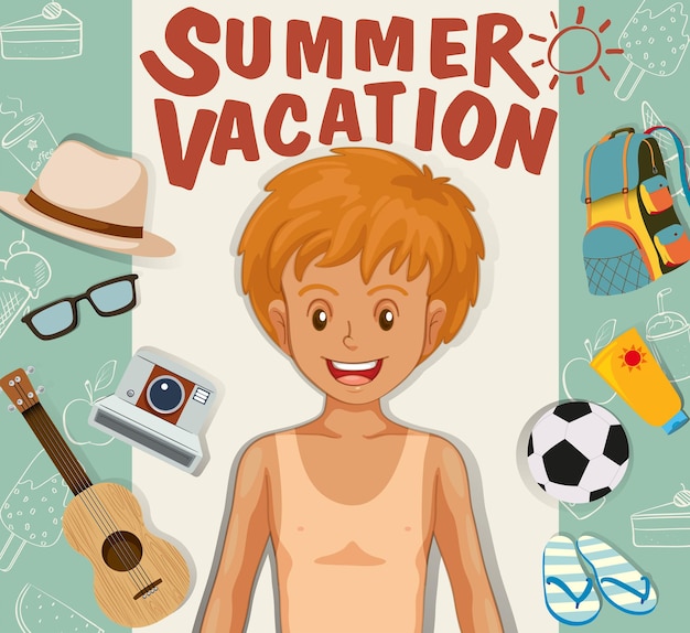 Boy and summer vacation theme