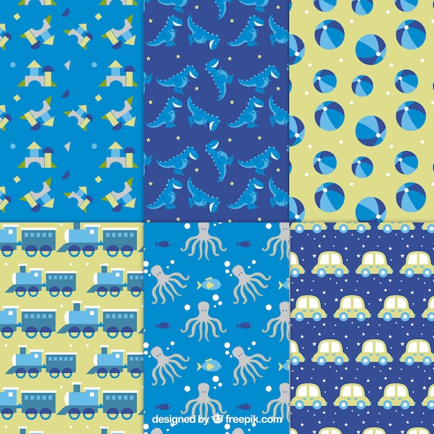 Free vector boy toys patterns