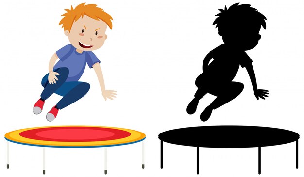 Boy on trampoline cartoon character