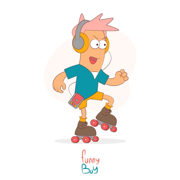 Boy using roller skates