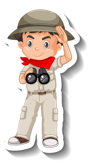 Free Vector boy wear safari outfit cartoon character sticker