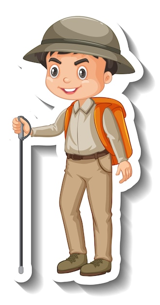 Free Vector boy wear safari outfit cartoon character sticker