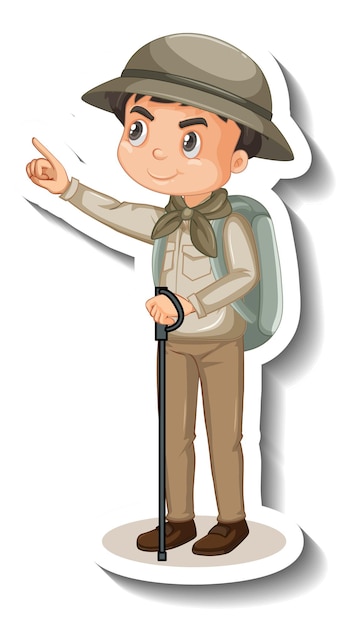 Free Vector boy wear safari outfit cartoon character sticker