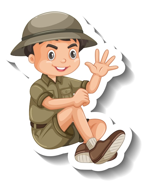 Boy wear safari outfit cartoon character sticker