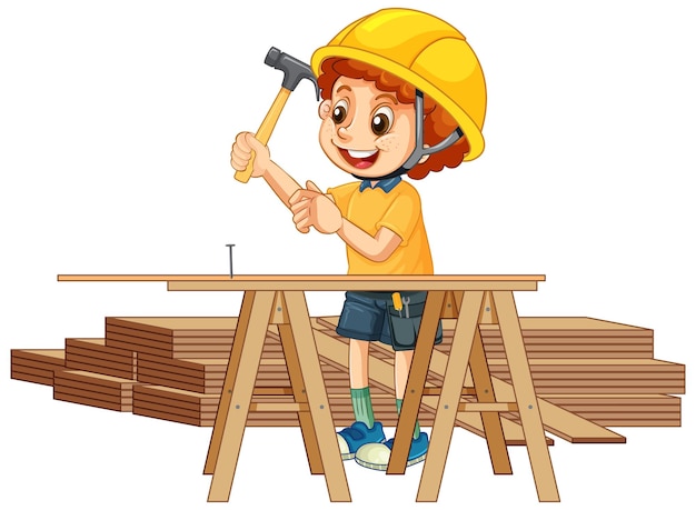 Free Vector a boy wearing construction worker