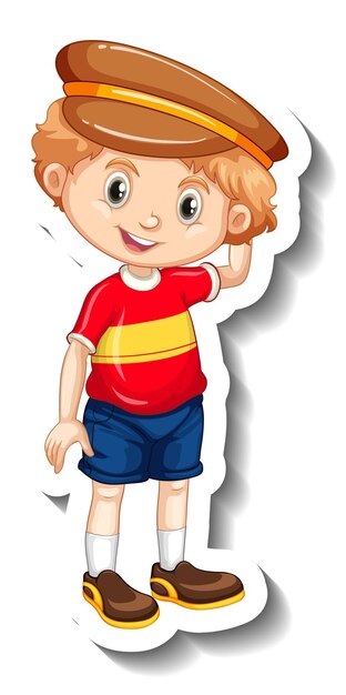 A boy wearing hat cartoon character sticker