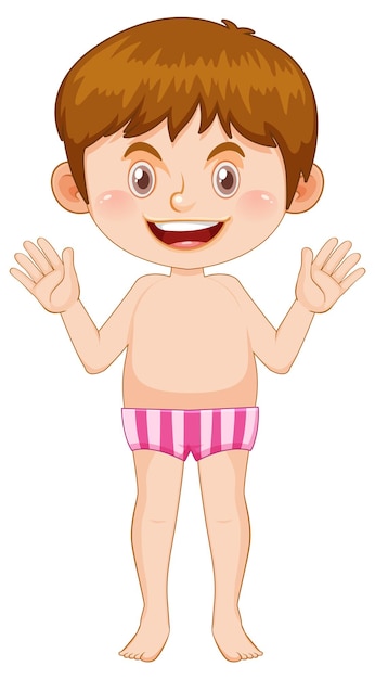 Boy wearing swimming suit cartoon character