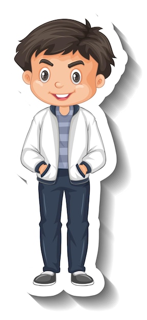 Free vector a boy wears bomber jacket cartoon character