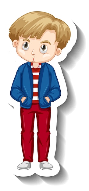 Free vector a boy wears bomber jacket cartoon character