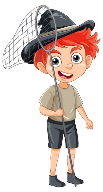 Free Vector boy with butterfly net