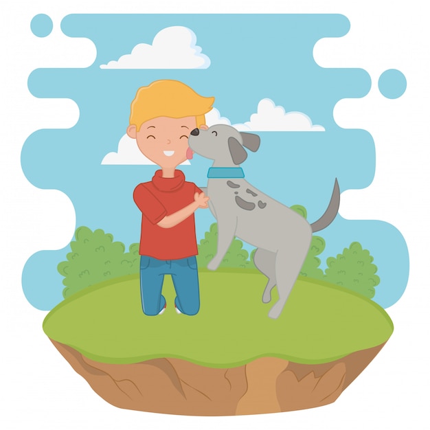 Boy with dog cartoon design