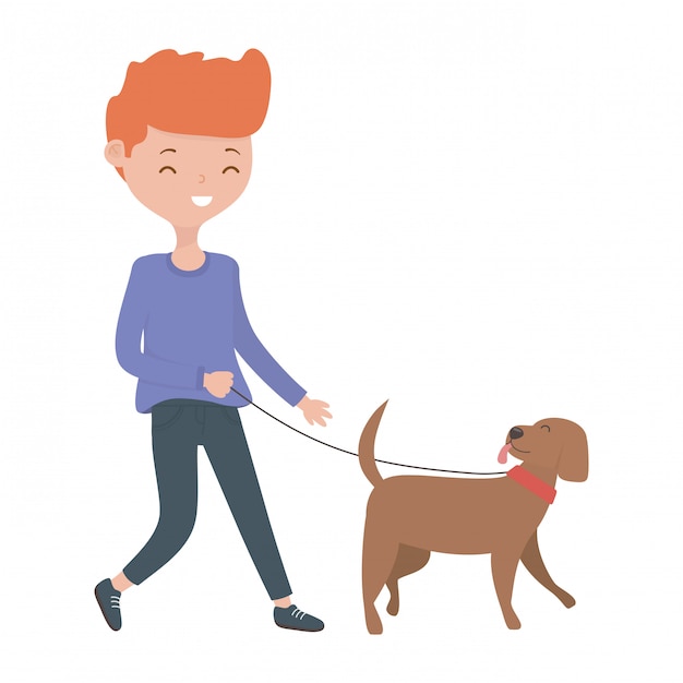 Boy with dog cartoon 