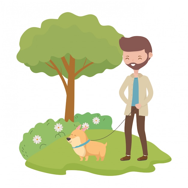 Free Vector boy with dog cartoon 